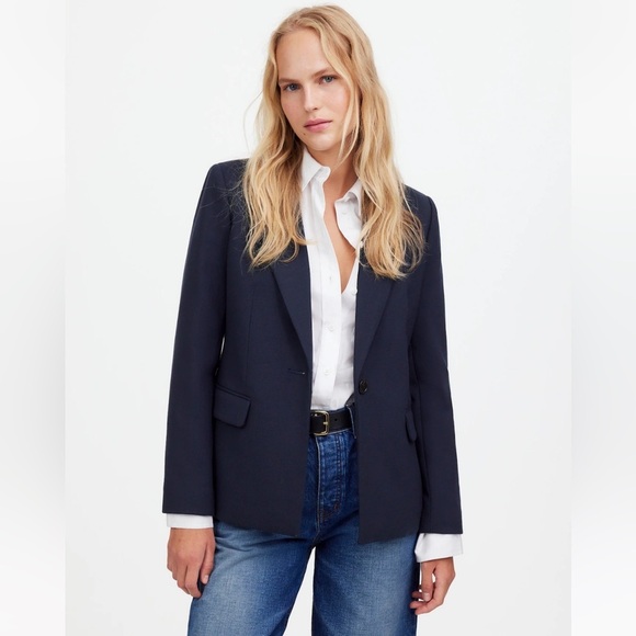 Madewell Womens The Alston Blazer Dark Navy Size 2 NS390 NEW $218 classic office - Picture 1 of 13